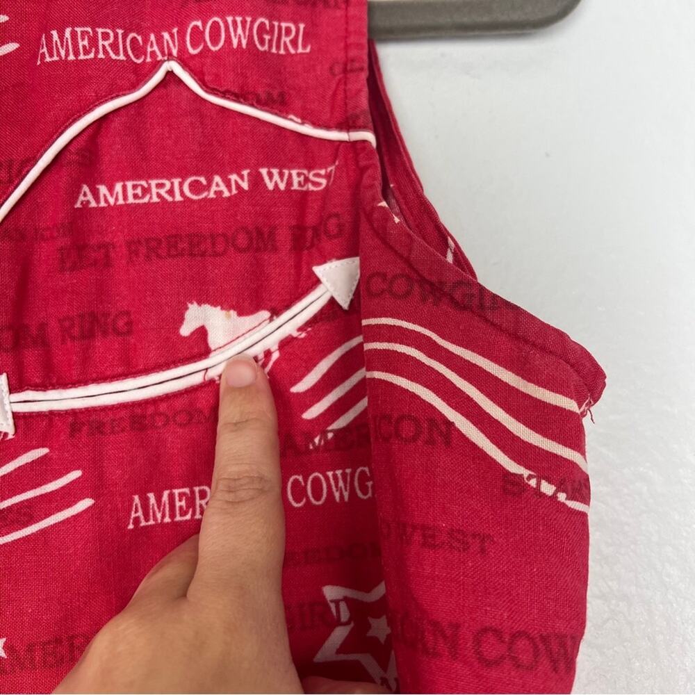 Wrangler Blues | Western Shirt Vintage American Cowgirl Red White Festival M - Picture 11 of 12
